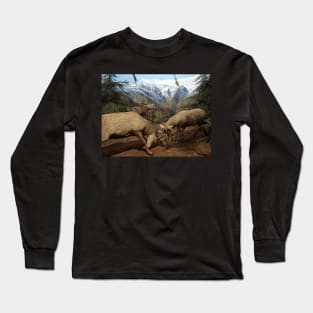 Natural environment diorama - Two deers fighting Long Sleeve T-Shirt